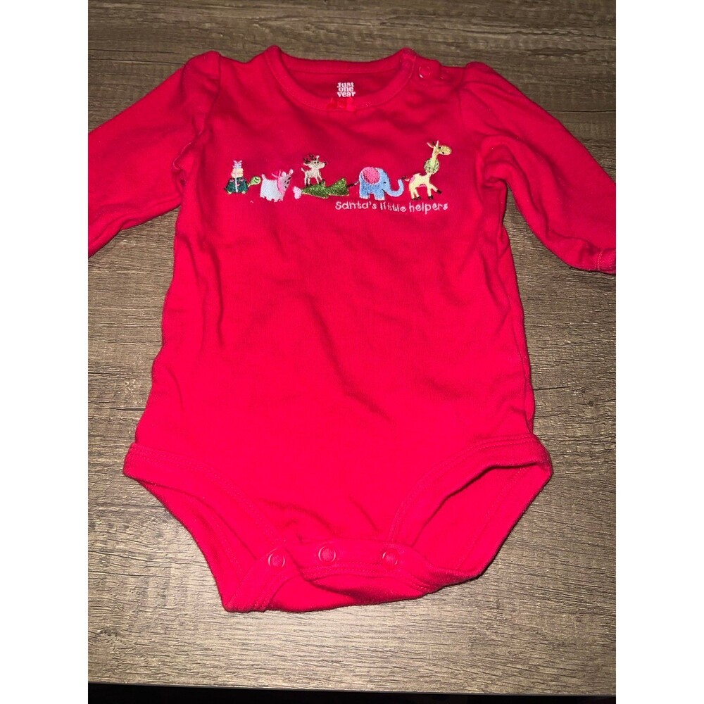 Carters Baby Boy or Baby Girl Red Long Sleeve Christmas Onesie